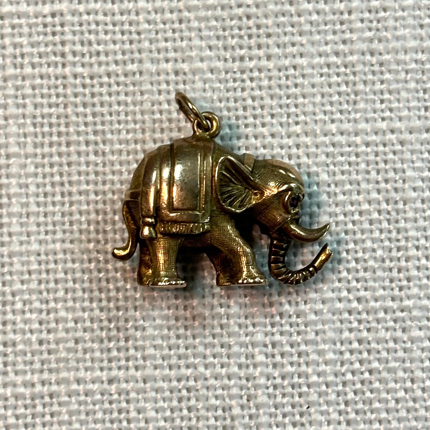 Decorated Elephant Gold Charm