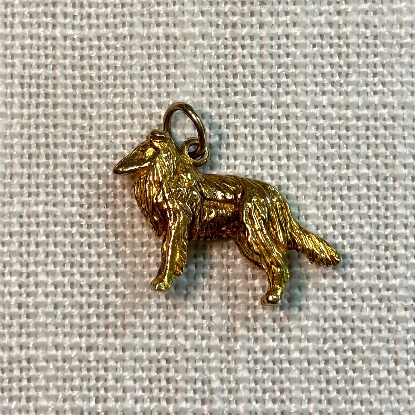 Long Haired Dog Gold Charm