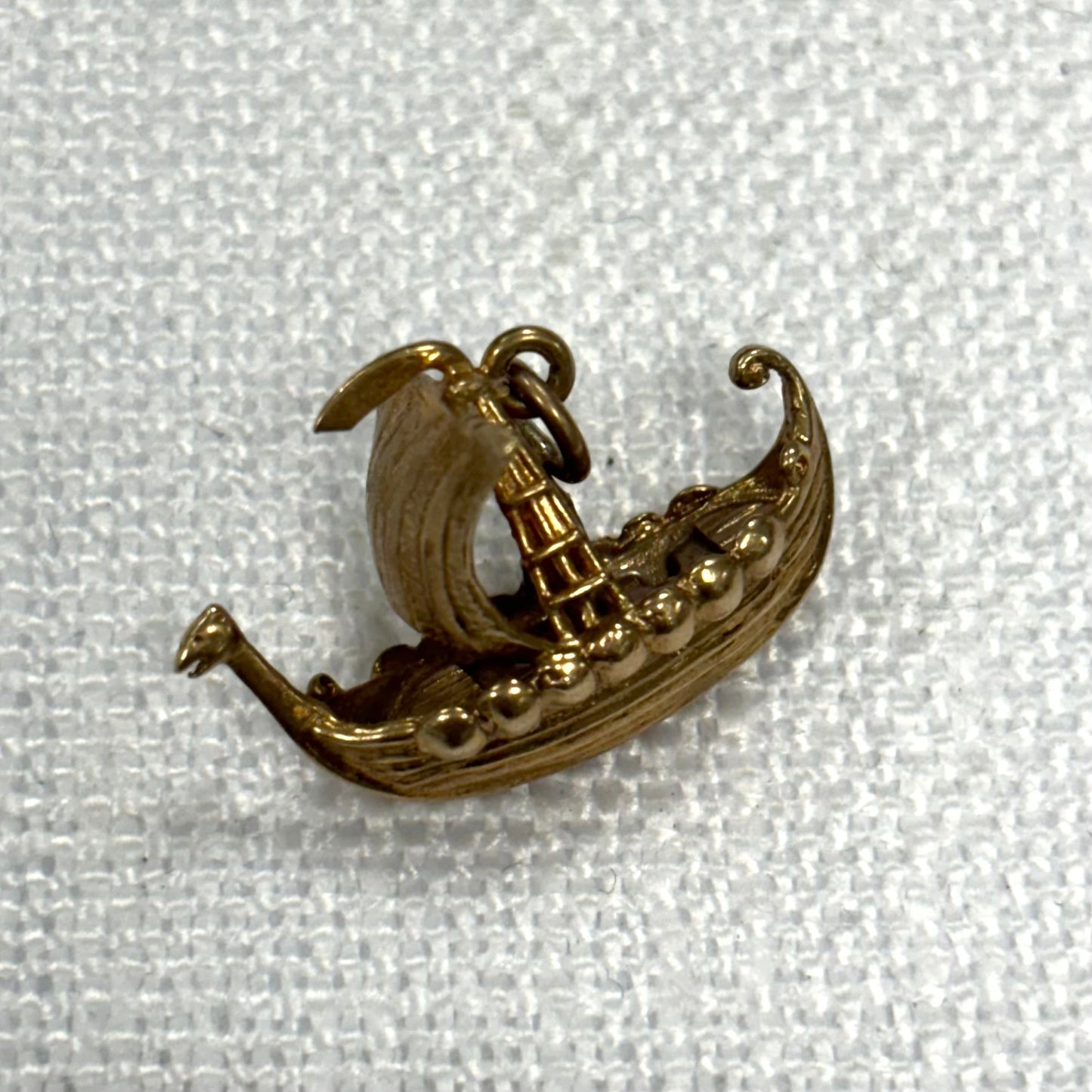 Old Viking Sail Ship Gold Charm