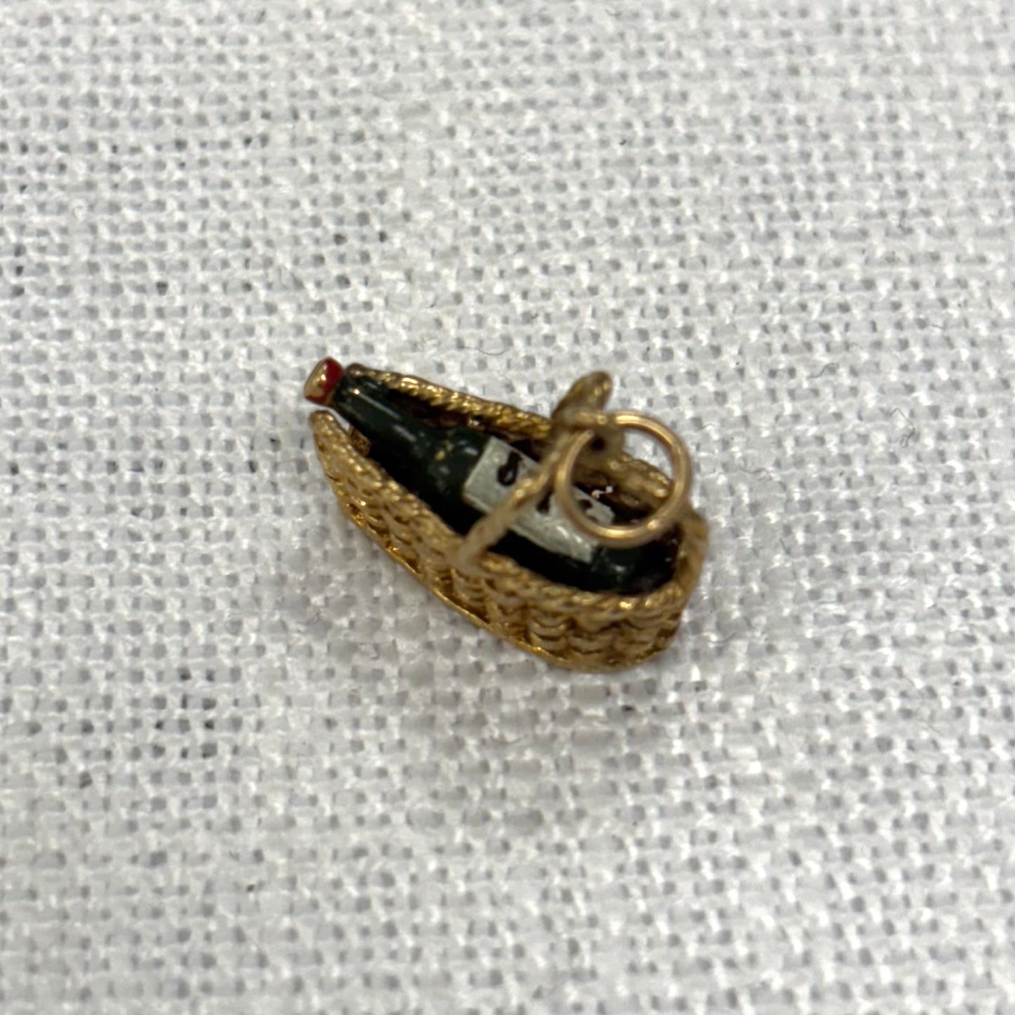 Champagne Bottle in Basket Gold Charm
