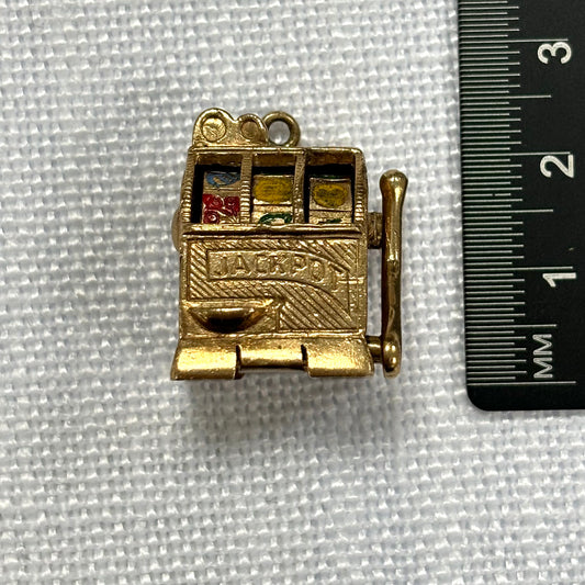 One Armed Bandit Fruit Machine Gold Pendant Charm