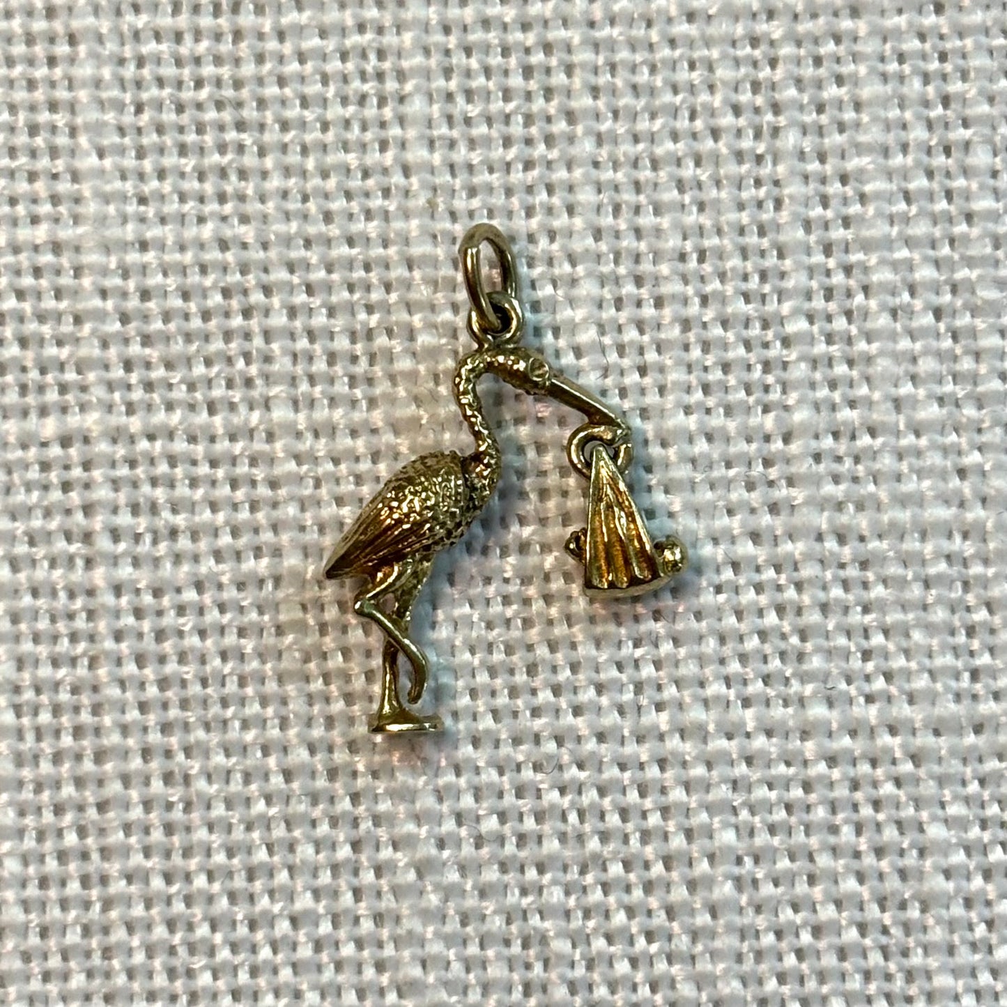 Stork with Baby Gold Charm