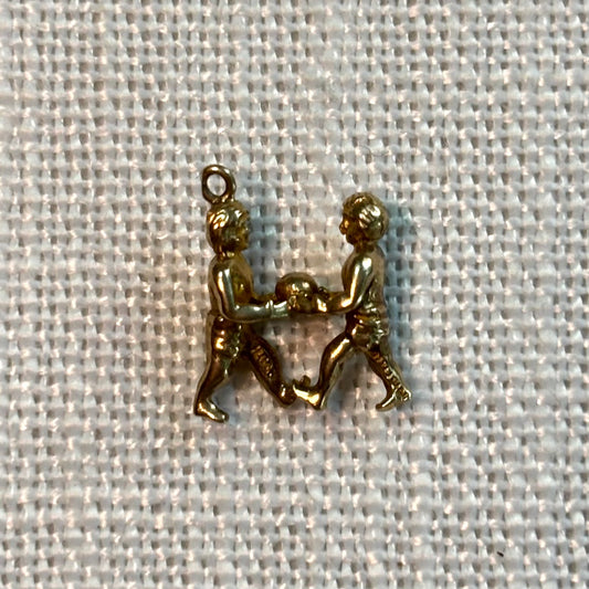 Two People Holding Gift Gold Charm