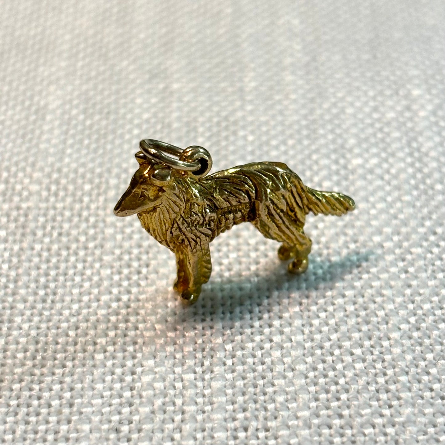 Long Haired Dog Gold Charm