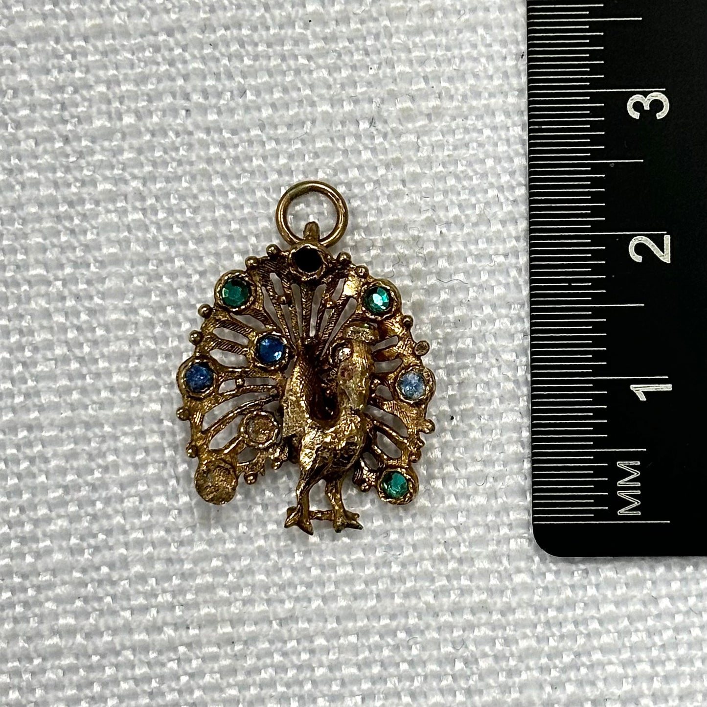 Colourful Peacock Gold Charm