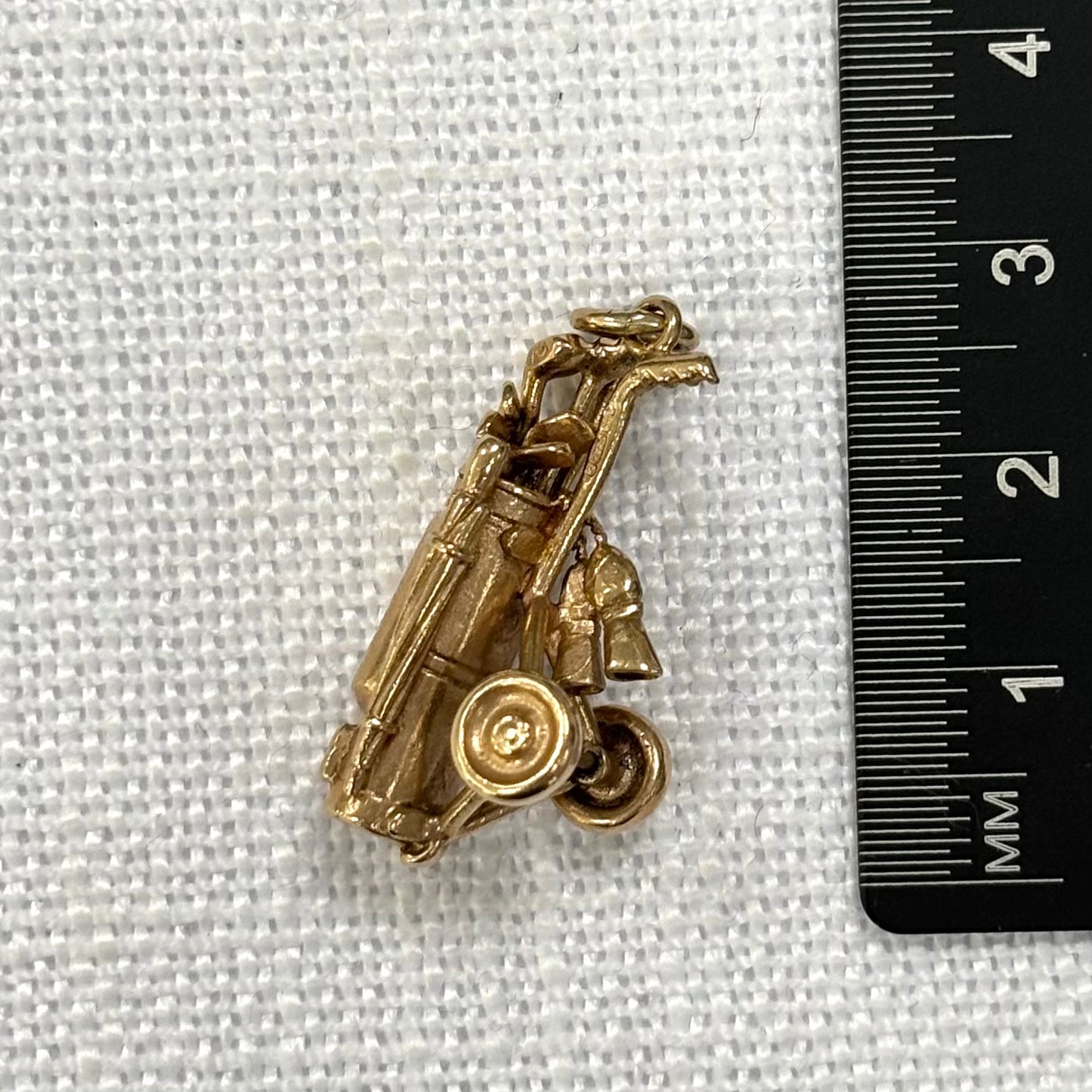 Golf Bag on Wheels with Clubs Gold Charms