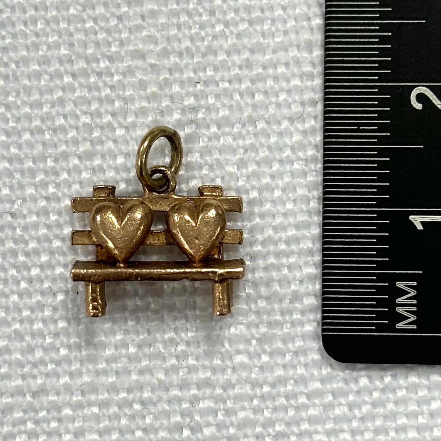 Love Hearts on a Bench Gold Charm