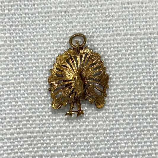 Colourful Peacock Gold Charm