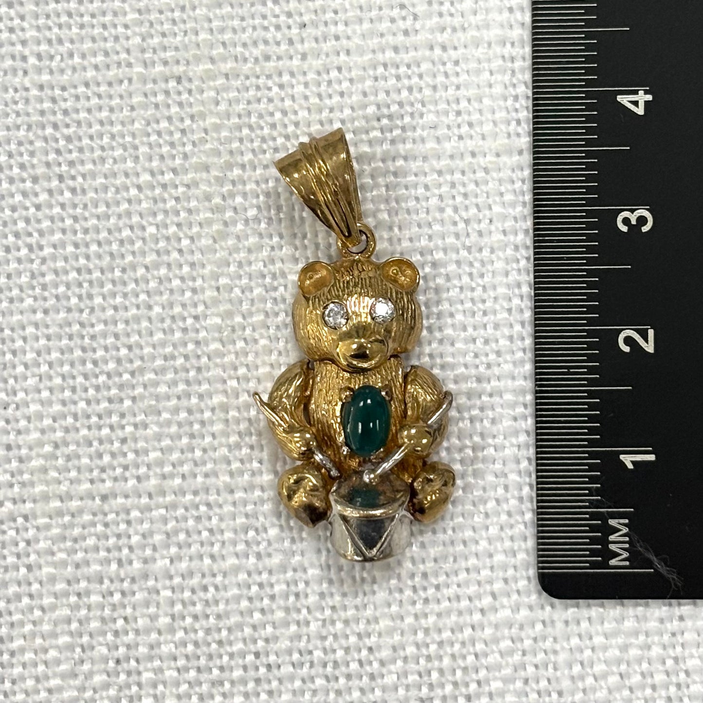 Teddy Bear Playing Drums Gold Pendant