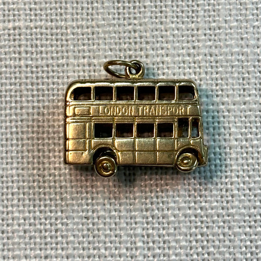 London British Double Decker Bus Gold Charm