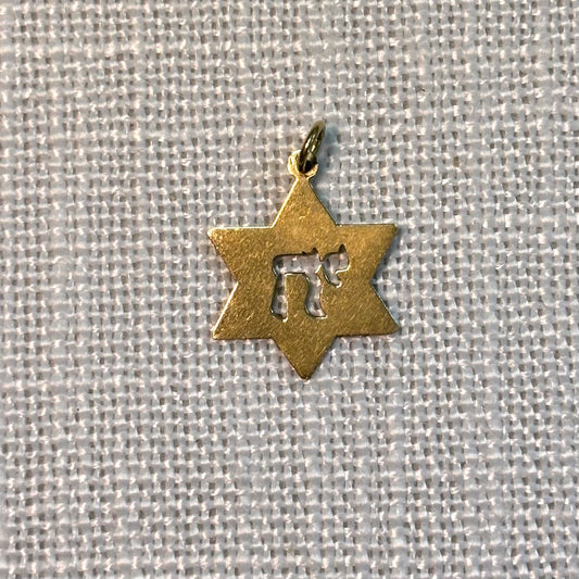 Jewish “Chai” Gold Star of David Pendant