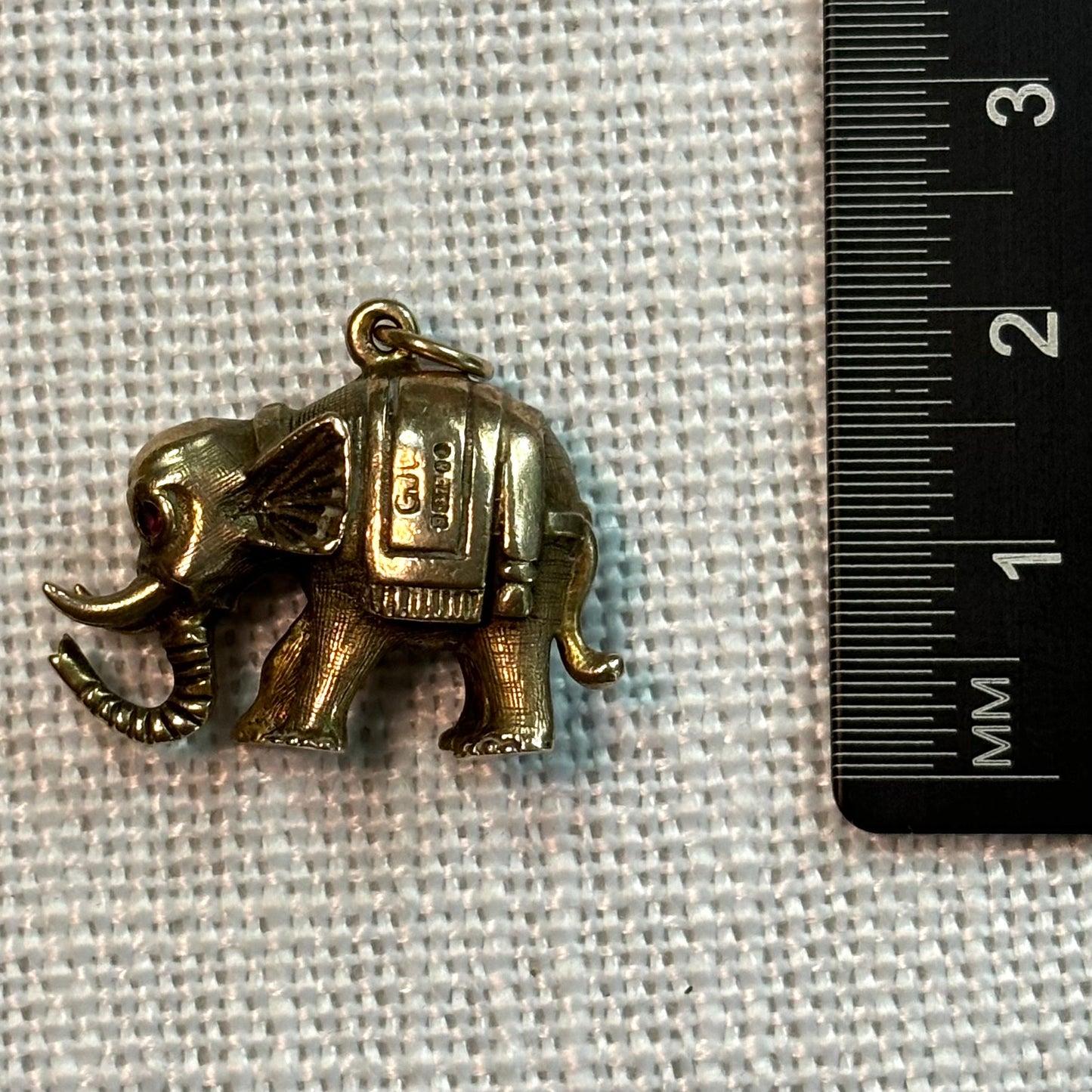 Decorated Elephant Gold Charm