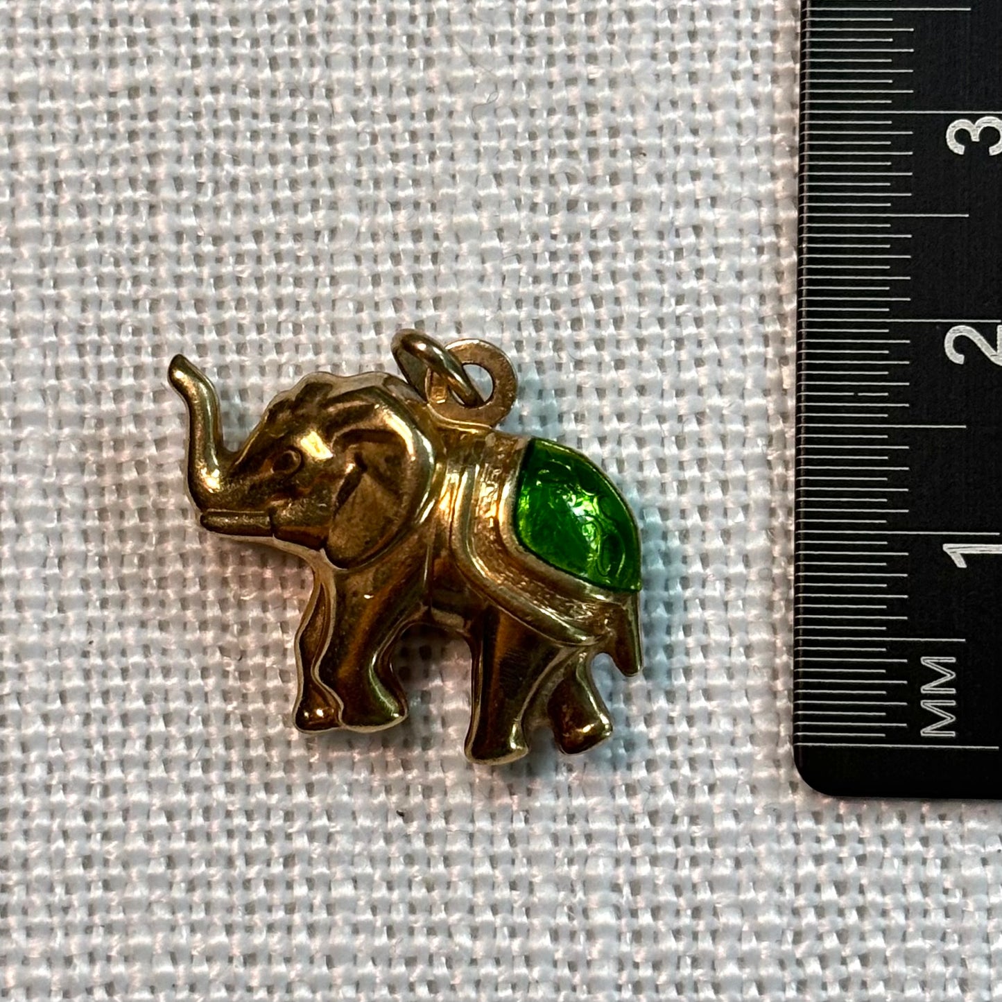 Enamelled Elephant Gold Charm