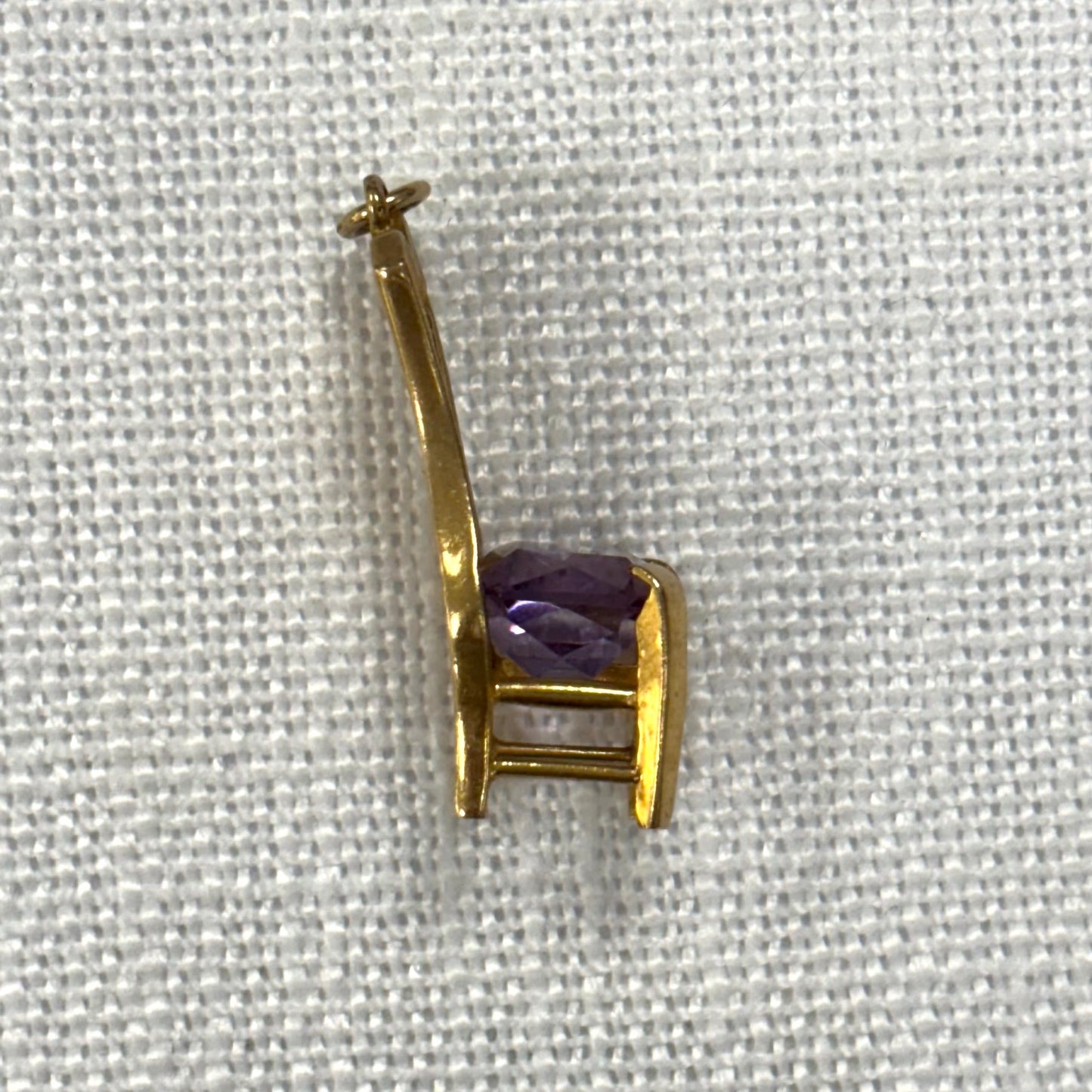 Ornate Chair with Amethyst Seat Gold Charm
