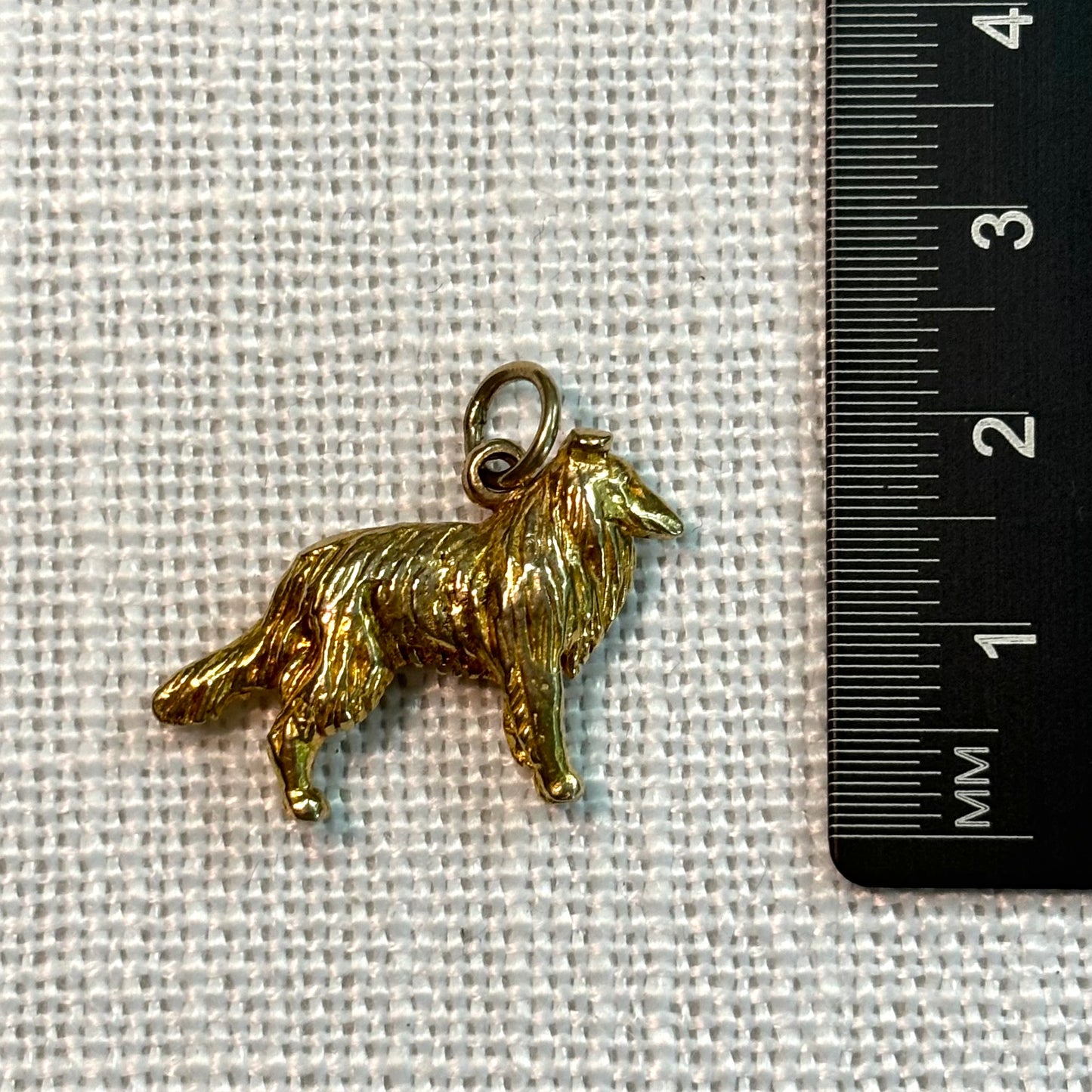 Long Haired Dog Gold Charm