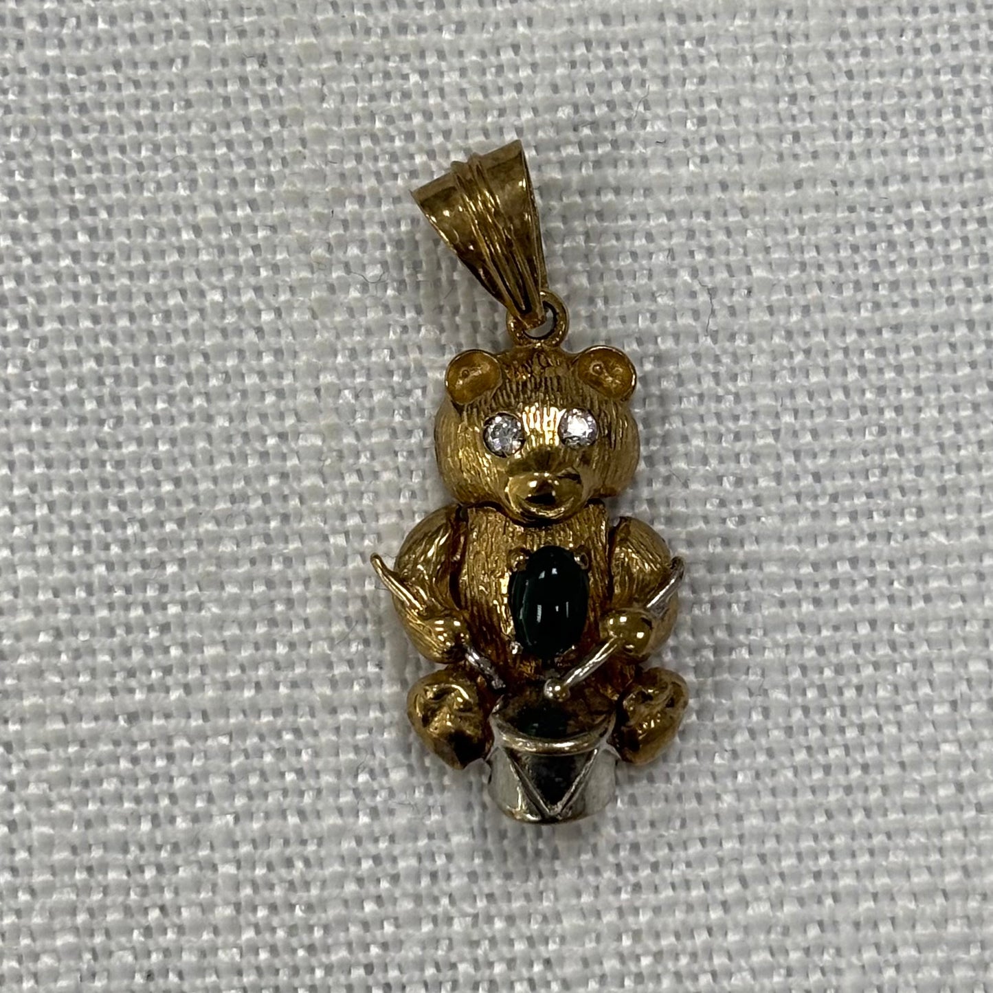Teddy Bear Playing Drums Gold Pendant