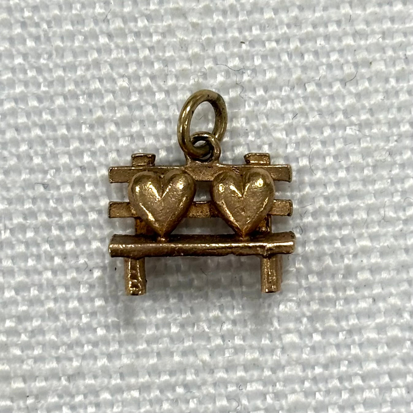 Love Hearts on a Bench Gold Charm