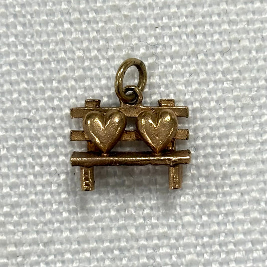 Love Hearts on a Bench Gold Charm