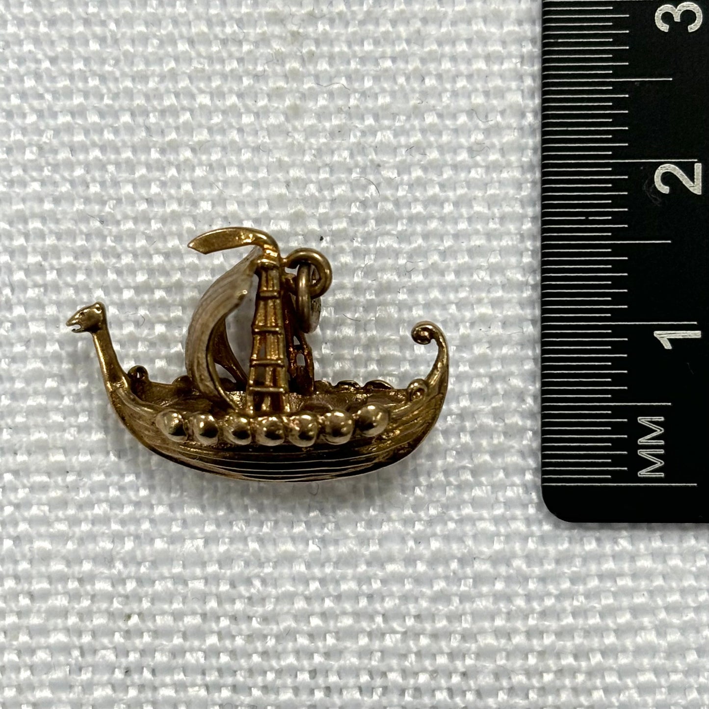 Old Viking Sail Ship Gold Charm