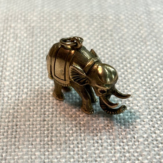 Decorated Elephant Gold Charm