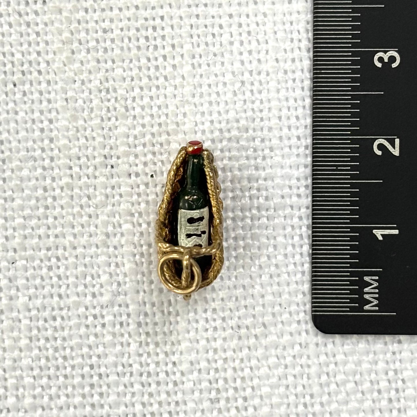 Champagne Bottle in Basket Gold Charm