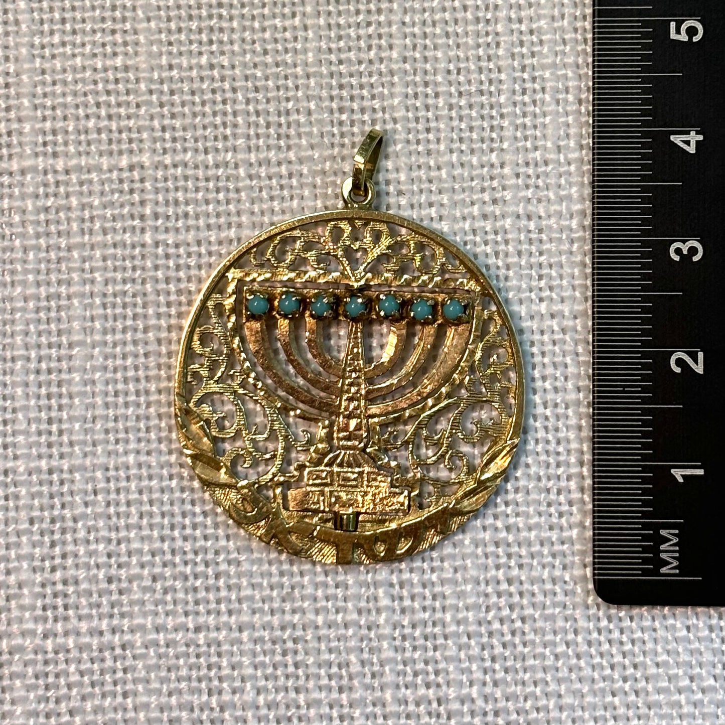 Jewish Menorah Gold Pendant