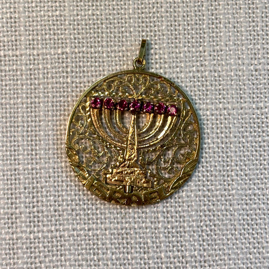 Jewish Menorah Gold Pendant