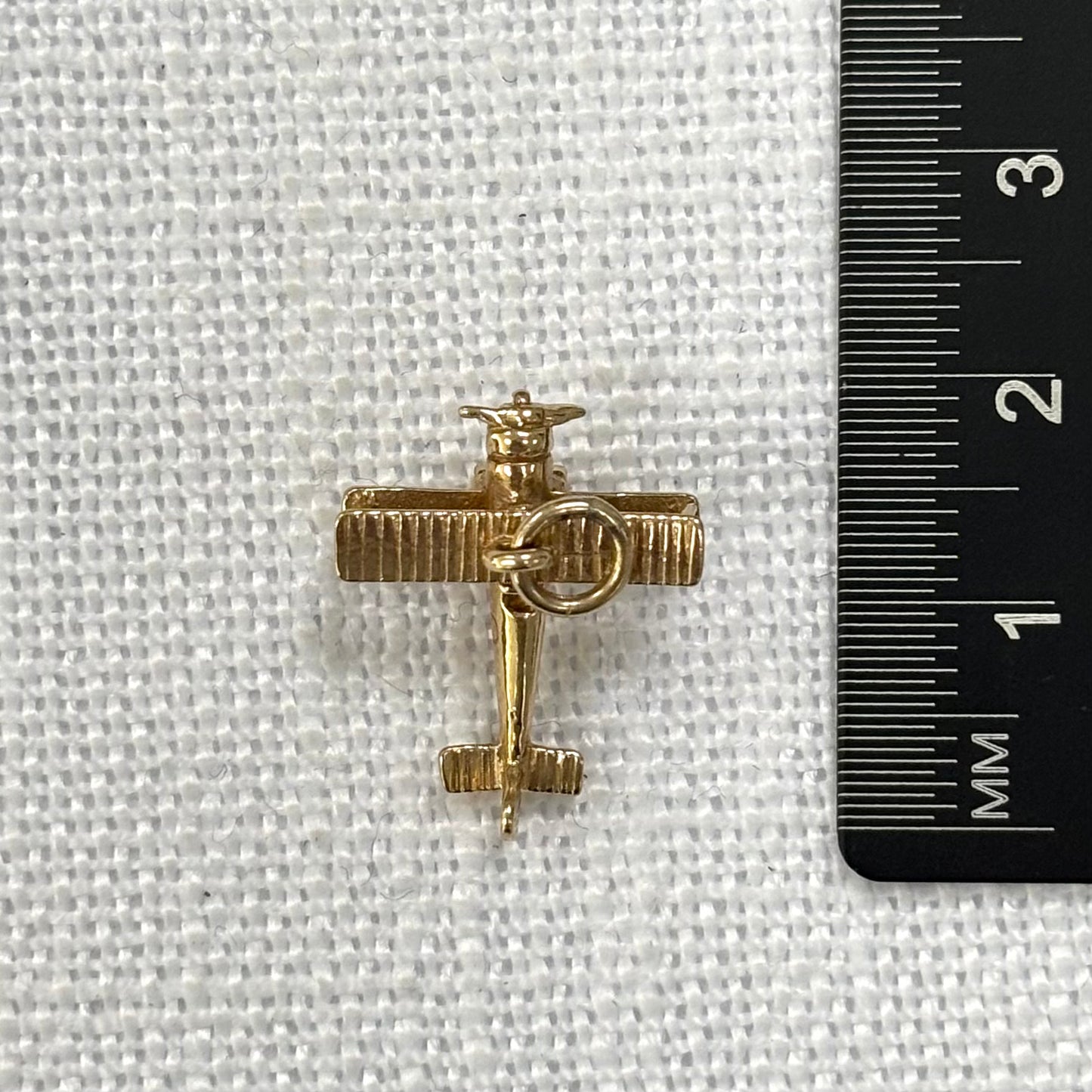 Historic Single Seater Airplane Gold Charm