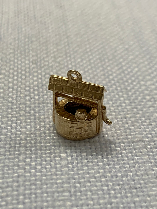 Wishing well gold charm pendant