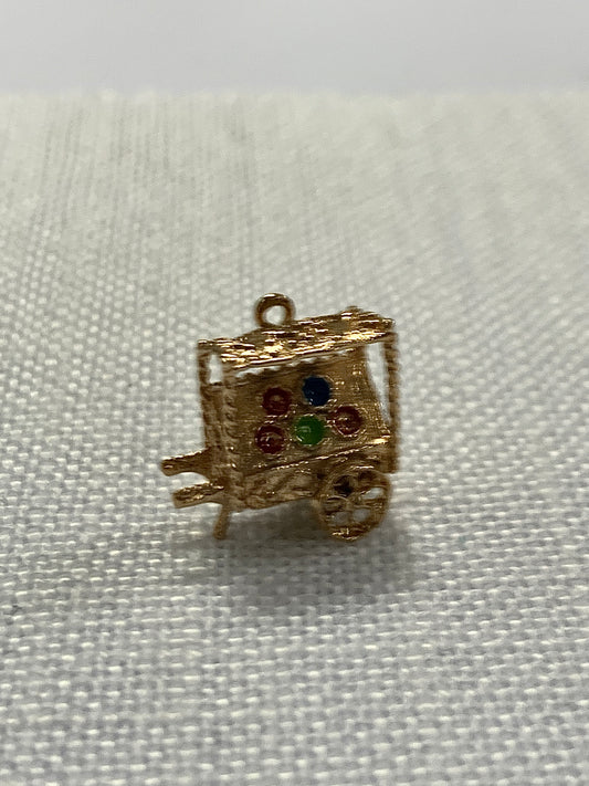 Market trader wheelbarrow gold charm