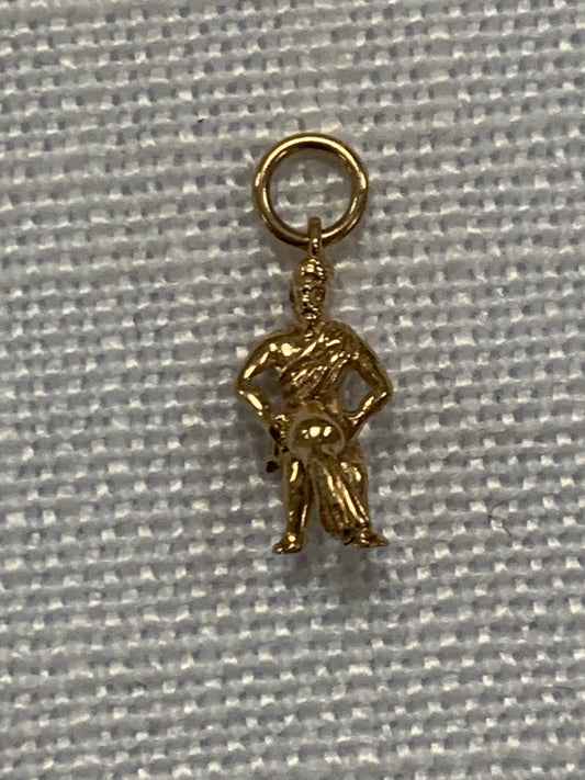 Man pouring water from bowl gold charm pendant