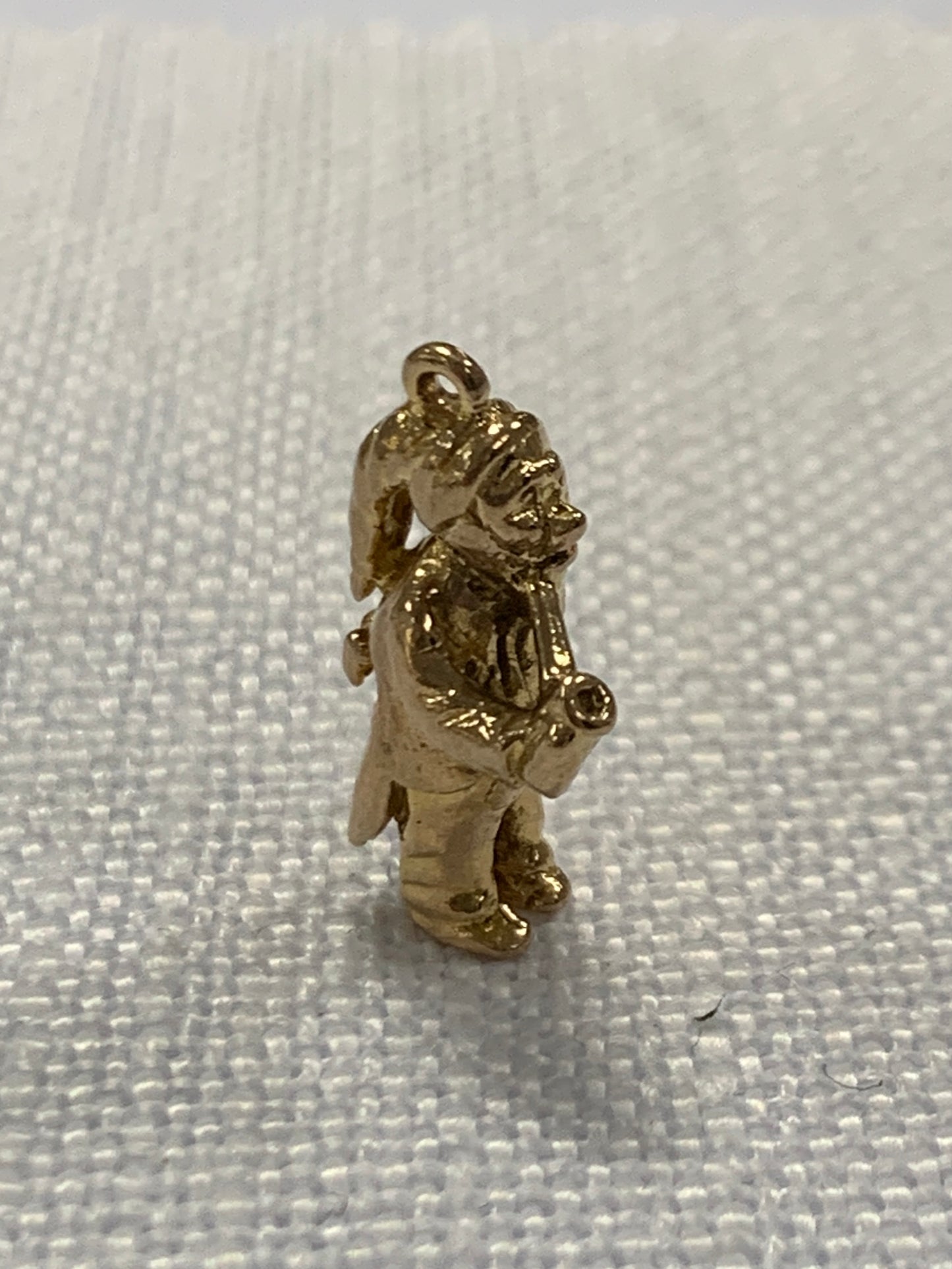Garden gnome smoking a pipe gold charm pendant