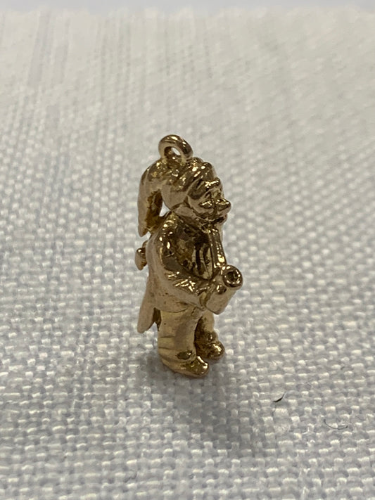 Garden gnome smoking a pipe gold charm pendant