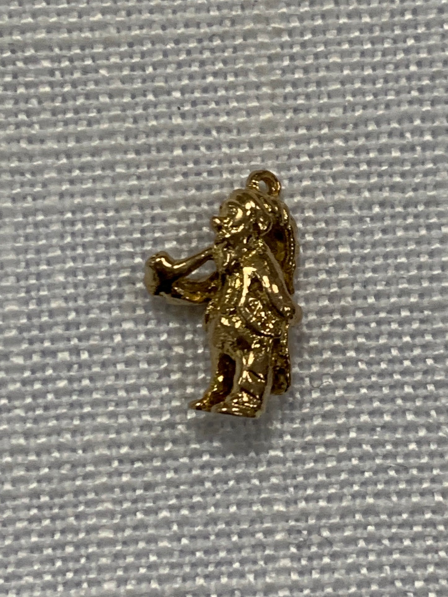 Garden gnome smoking a pipe gold charm pendant