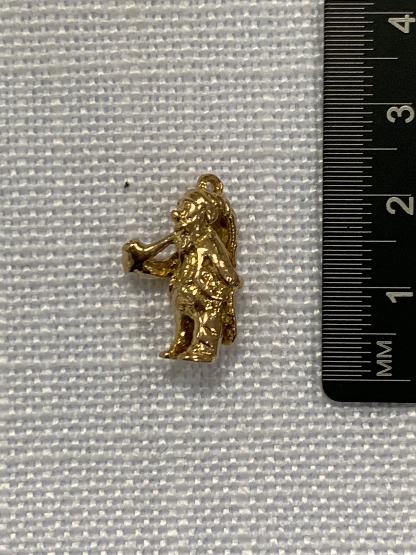 Garden gnome smoking a pipe gold charm pendant