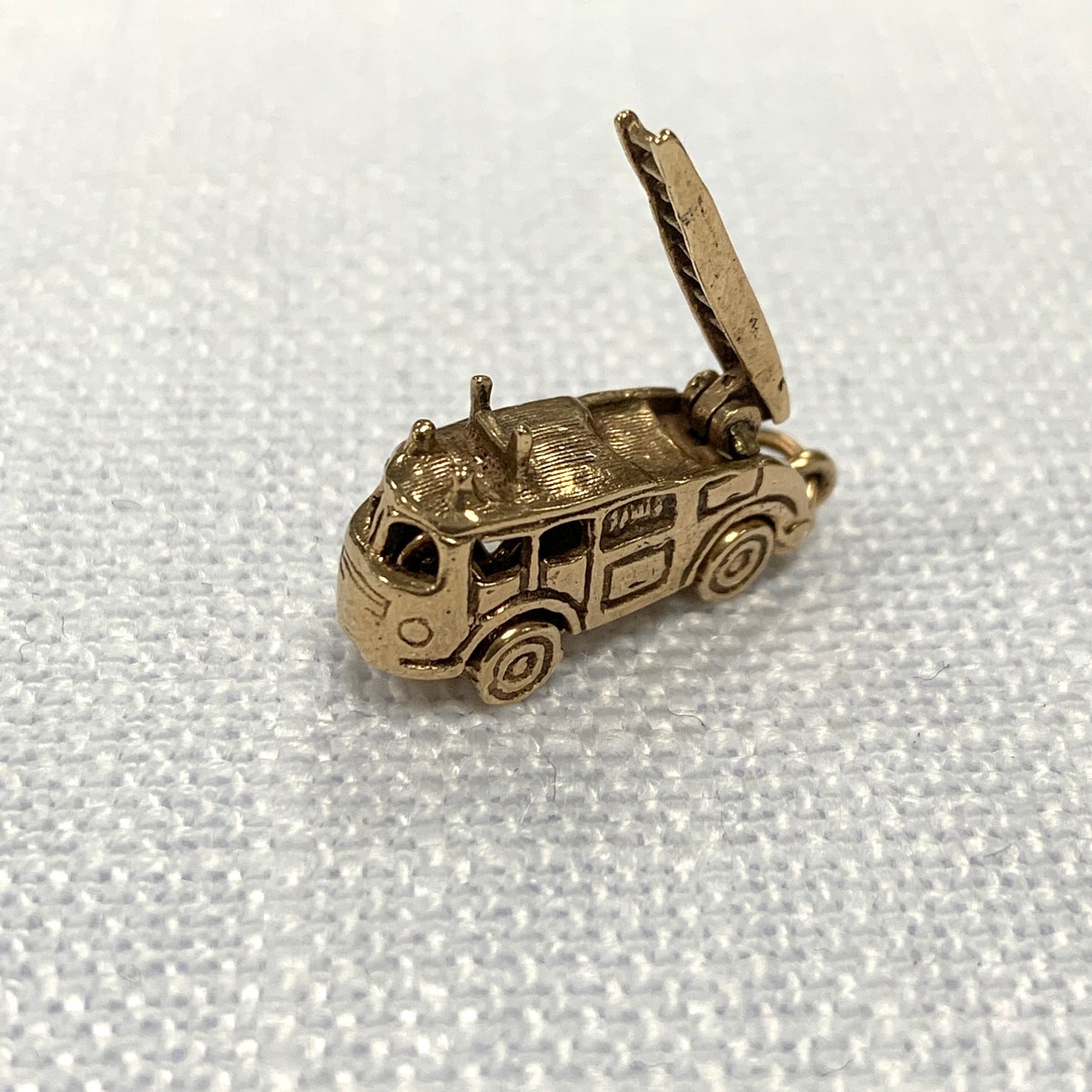 Articulated Fire Engine Gold Charm Pendant