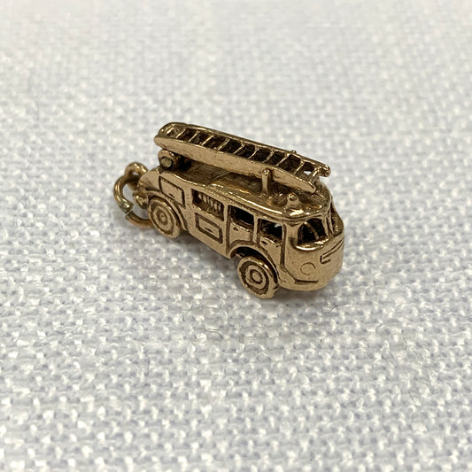 Articulated Fire Engine Gold Charm Pendant