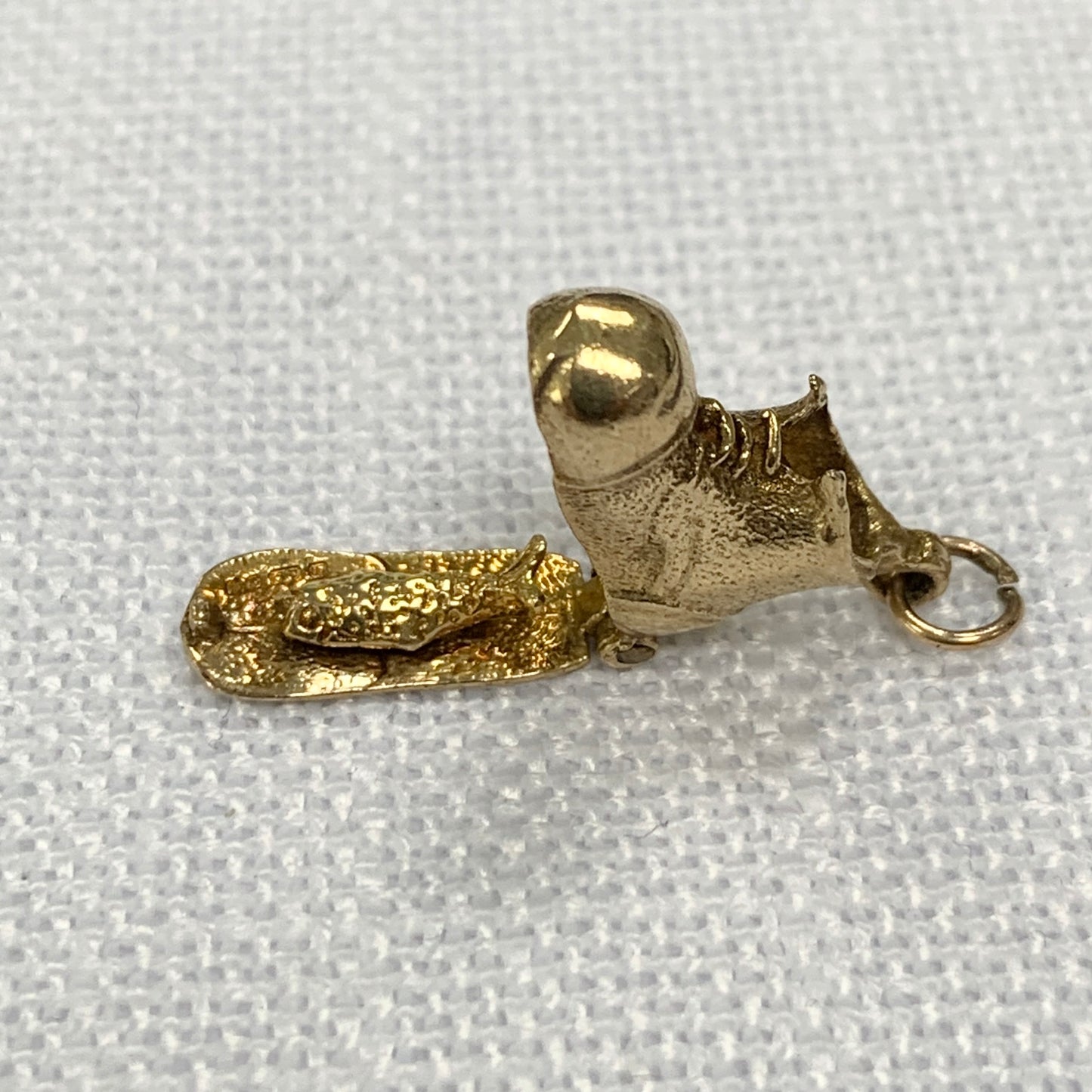 Old Shoe with Family Inside Gold Charm Pendant