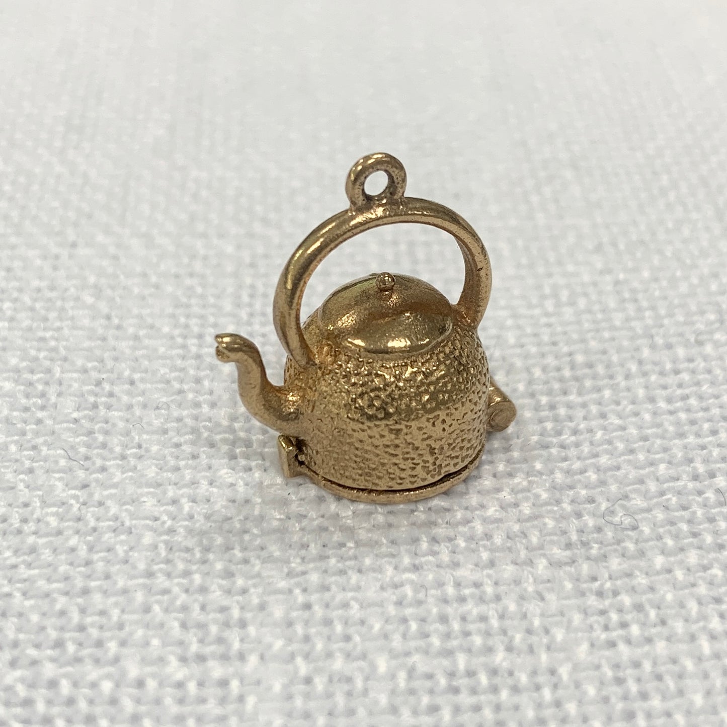 Articulated Gold Kettle with Fish Charm Pendant