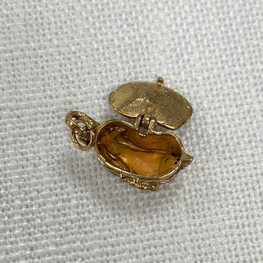 Gold Fish Basket with Fish Charm Pendant