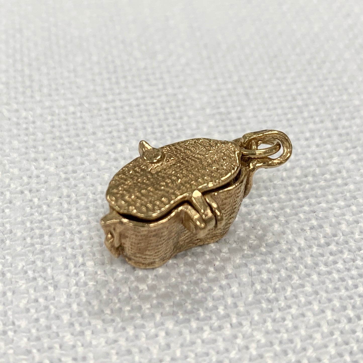 Gold Fish Basket with Fish Charm Pendant