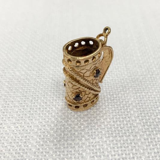 Ornate Golf Bag Gold Charm Pendant