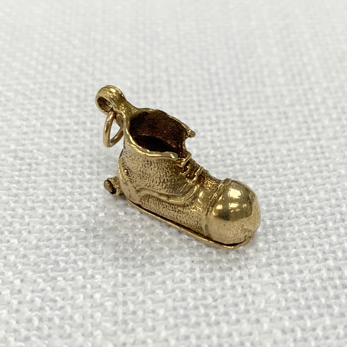 Old Shoe with Family Inside Gold Charm Pendant