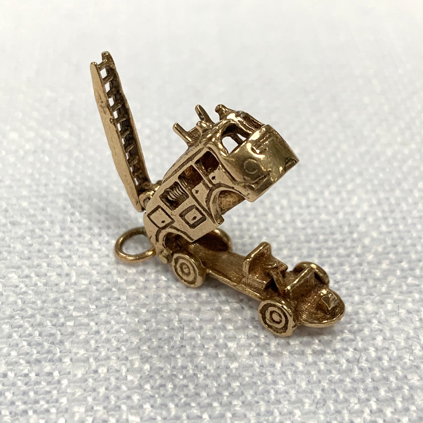 Articulated Fire Engine Gold Charm Pendant