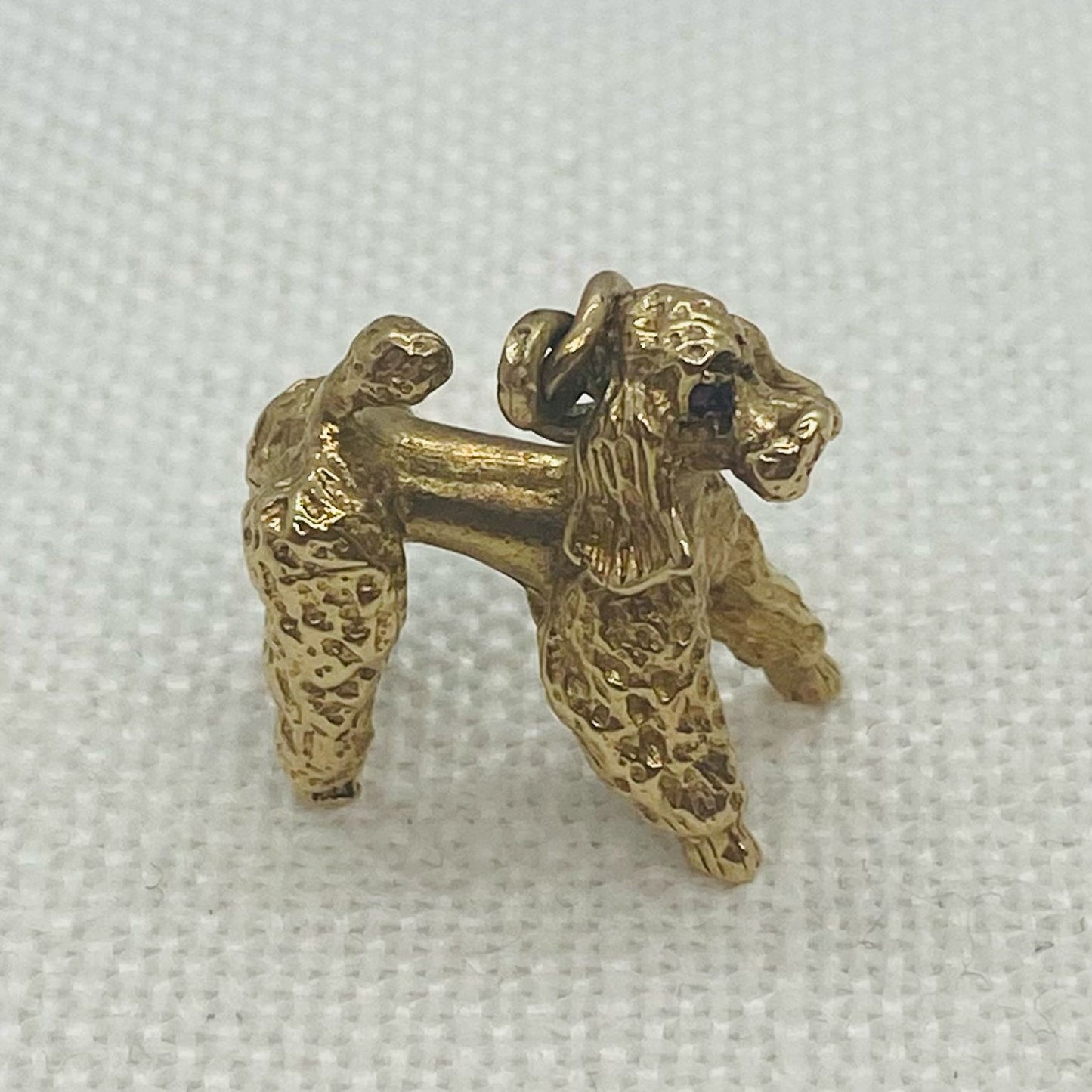 French Poodle Vintage Gold Dog Charm Pendant