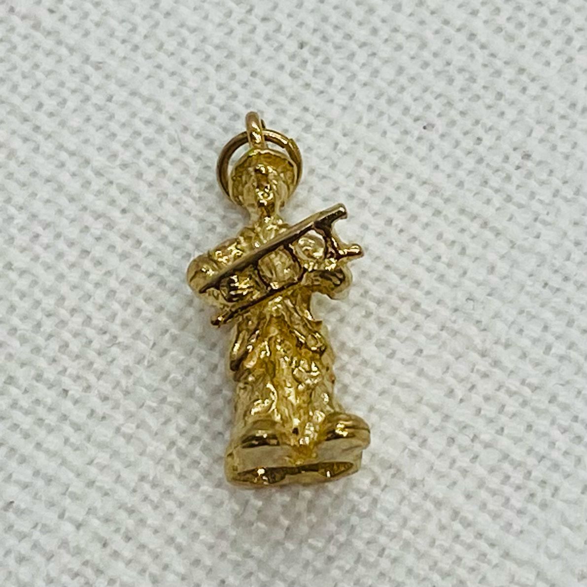 Window Cleaner or Fireman With Ladder Vintage Gold Charm