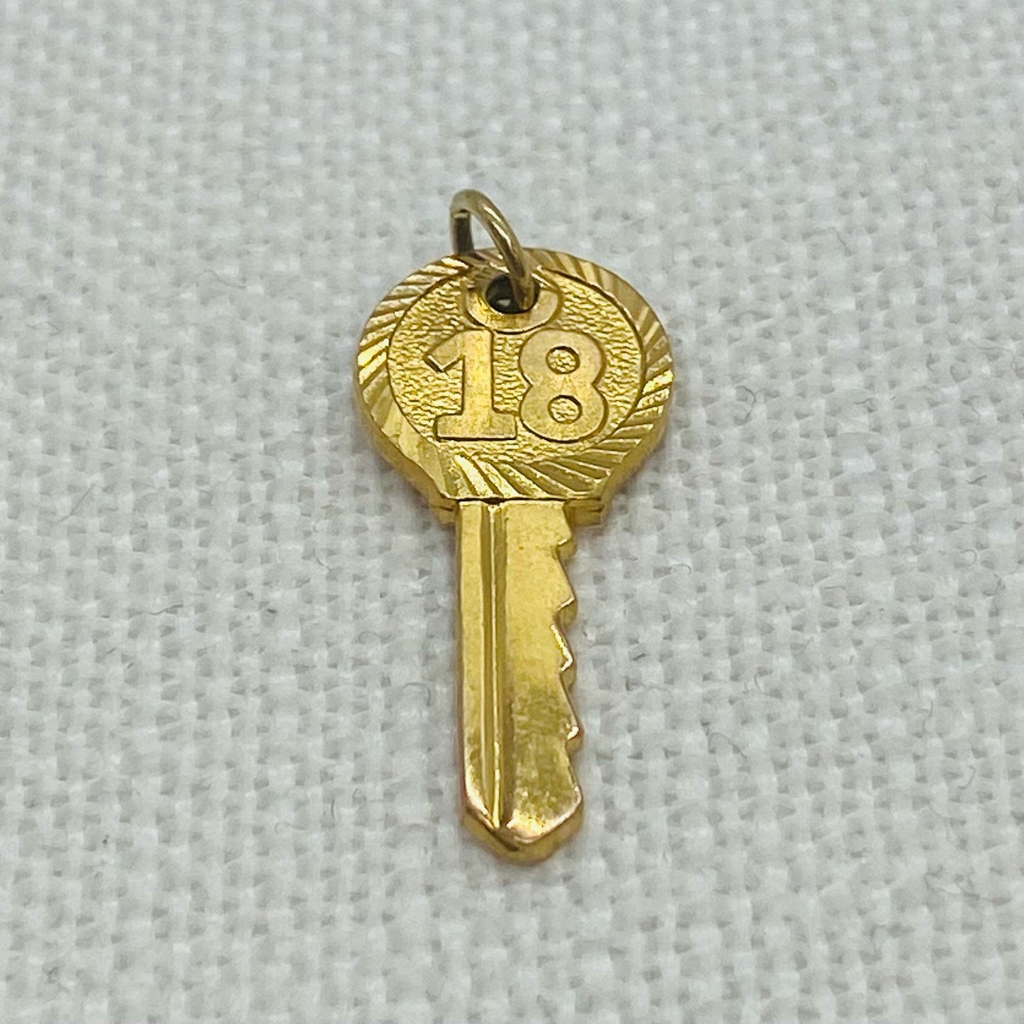 Happy Birthday 18 Gold Key Charm Pendant