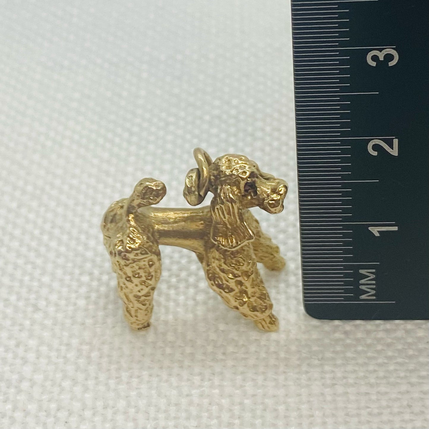 French Poodle Vintage Gold Dog Charm Pendant