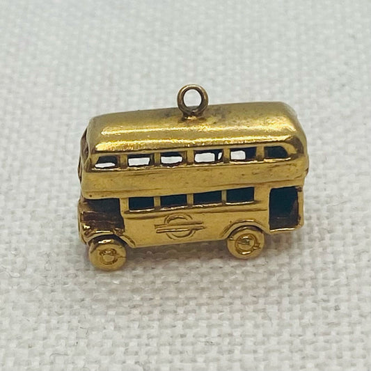 London Bus Route Master Vintage Gold Charm Pendant