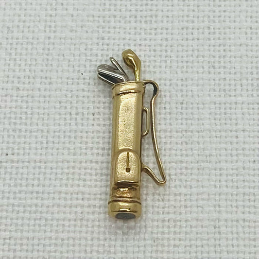 Golf Clubs Vintage Gold Charm Pendant